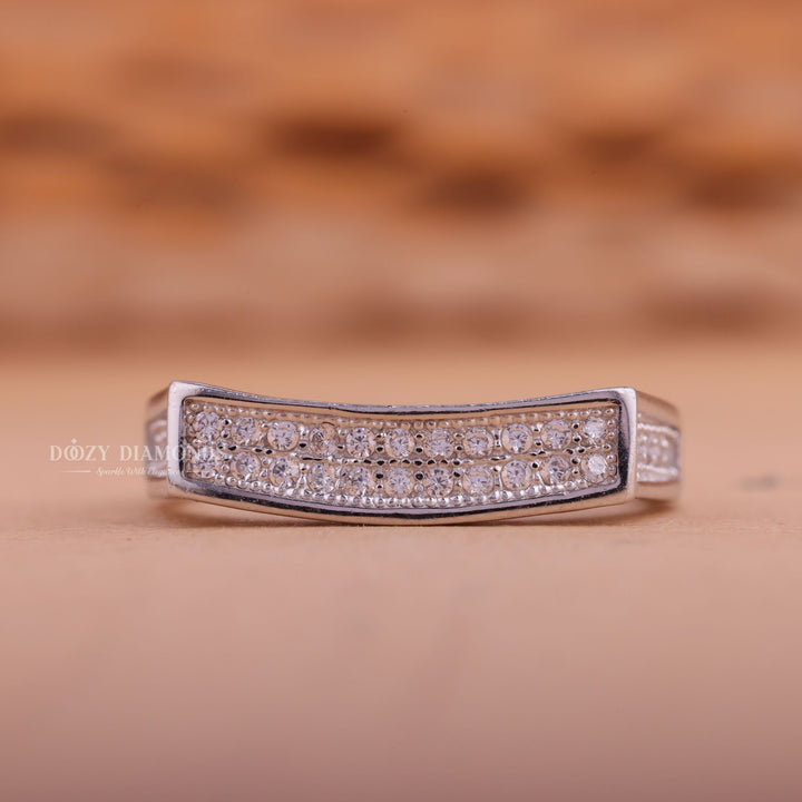 Round Diamond CVD EF/VVS Double Row Wedding Band