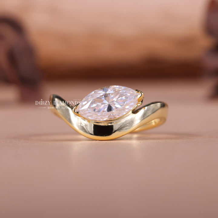 2.0CT-3.0CT East west Marquise E/VS1 Lab Created Diamond Engagement Ring