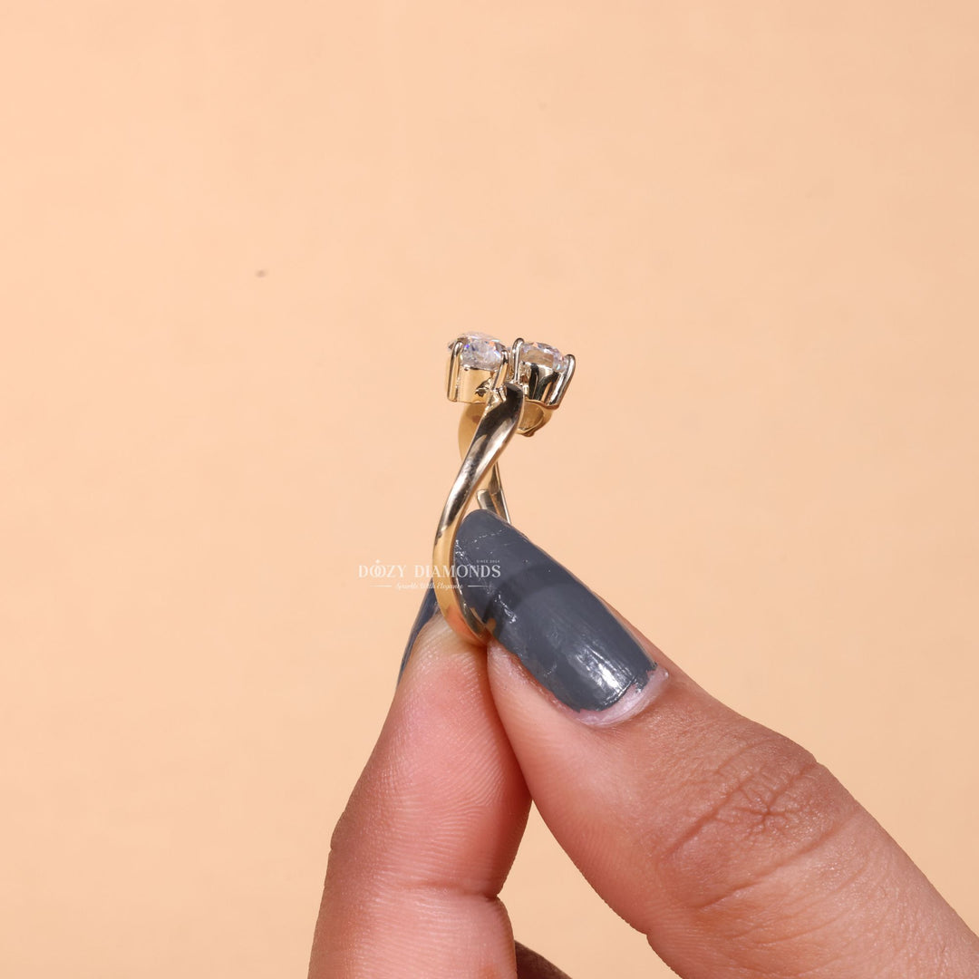 Pear & Oval Cut Lab Grown Toi et Moi Diamond E/VS1 Engagement Ring
