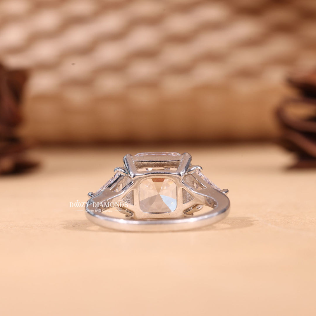 2.0CT-3.0CT Asscher E/VS2 Lab Grown Three Stone Diamond Engagement Ring