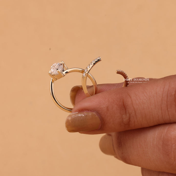 2.0CT Marquise Cut EF-VS2 Lab Grown Unique Engagement Ring with Open Wedding Band