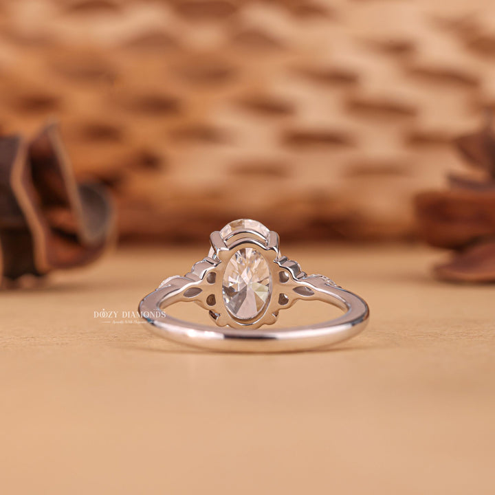 2.50CT - 3.50CT Oval Cut F/VS1 Lab Grown Cluster Diamond Engagement Ring - Doozy Diamonds