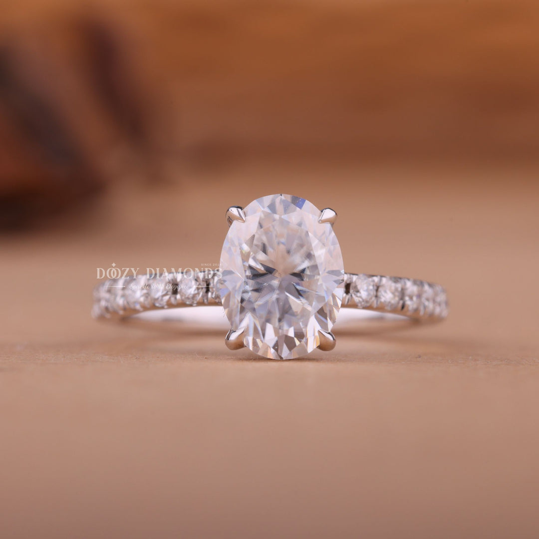 2.0CT-4.0CT Oval E/VS2 Lab Created Diamond Hidden Halo Engagement Ring