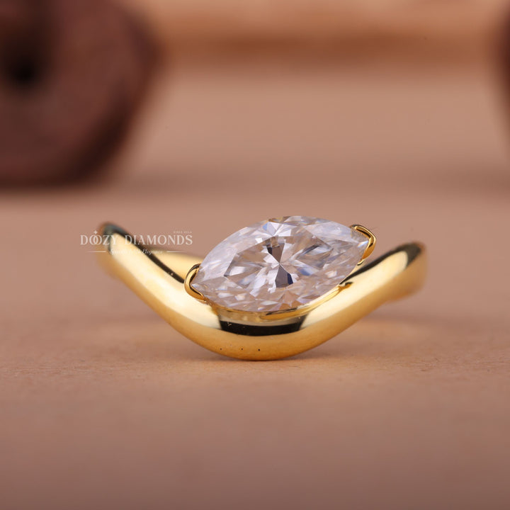 1.50CT-2.50CT Marquise F/VS1 Lab Grown Diamond Unique Wave Engagement Ring