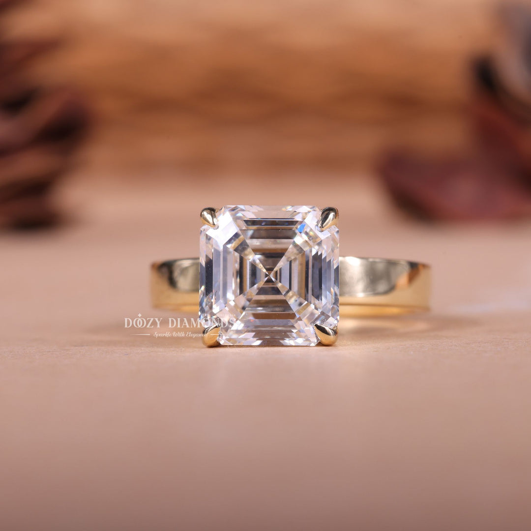 2.0CT-3.0CT Asscher EF/VS1 Lab Created Diamond Thick Band Engagement Ring
