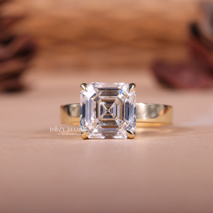 2.0CT-3.0CT Asscher EF/VS1 Lab Created Diamond Thick Band Engagement Ring