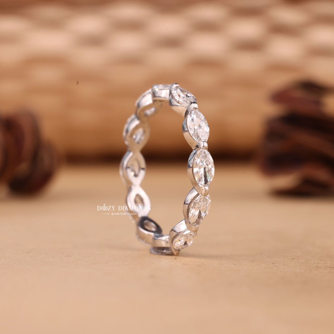 Marquise Cut Lab Grown Diamond EF/VVS Full Eternity Wedding Band