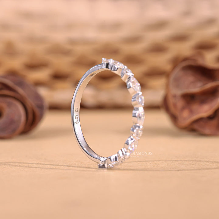 Round & Marquise Cut Lab Grown Diamond EF/VVS Half Eternity Stacking Band