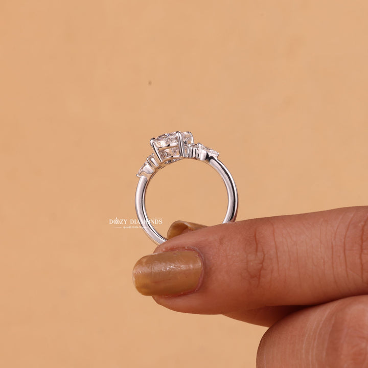 2.50CT-3.50CT Oval Cut F/VS1 Lab Grown Cluster Diamond Engagement Ring