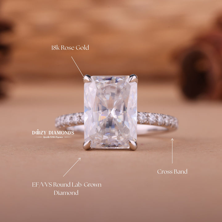 2.0CT-3.0CT Radiant F/VS1 Lab Grown Diamond Hidden Halo Engagement Ring