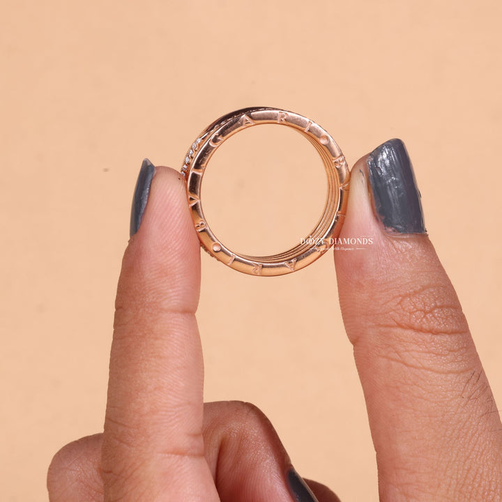 Round Cut Lab Grown Diamond EF/VVS Cigar Wedding Band for Her