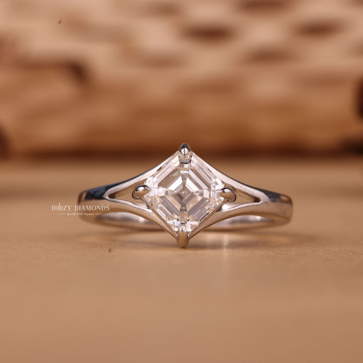 1.0CT-2.0CT Asscher Cut F/VS2 Lab Grown Diamond Split Shank Engagement Ring