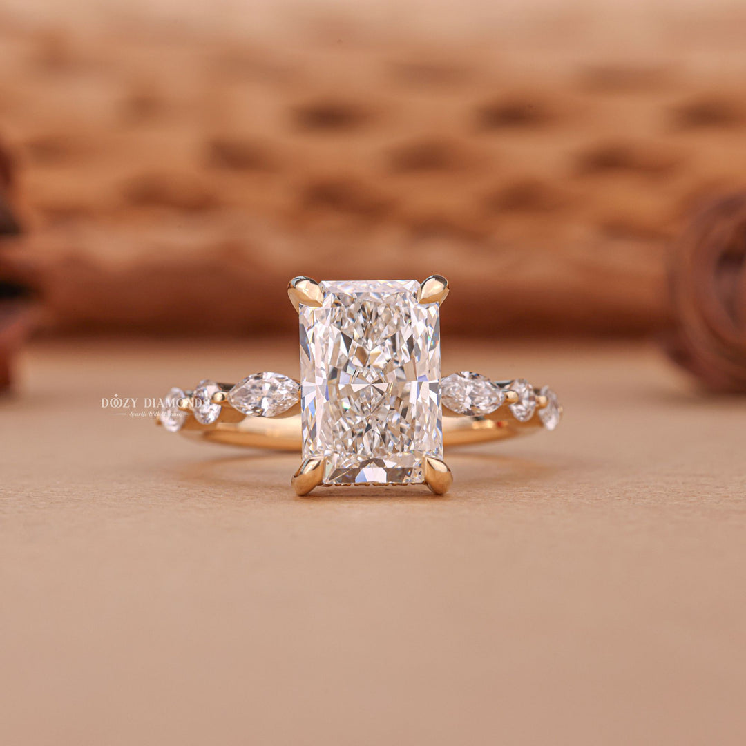 3.0CT Radiant Cut EF/VS2 Lab Grown Diamond Hidden halo Engagement Ring
