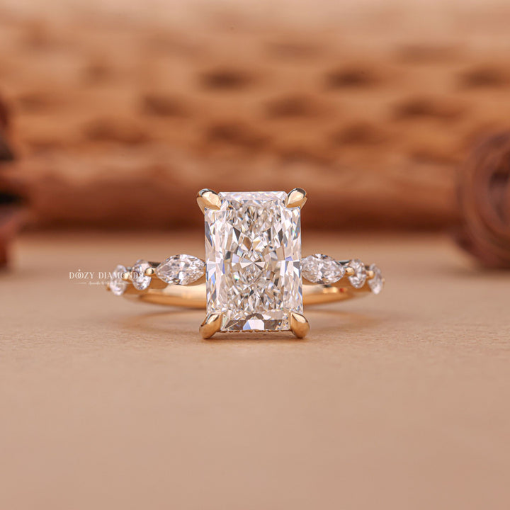 3.0CT Radiant Cut EF/VS2 Lab Grown Diamond Hidden halo Engagement Ring