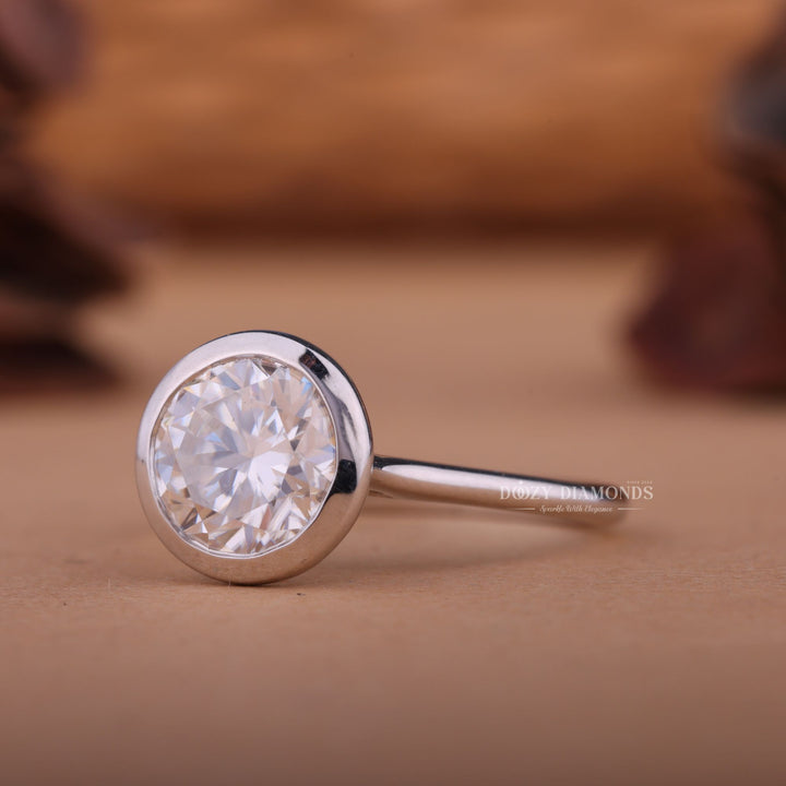 1.50CT-2.50CT Round F/VS1 Lab Grown Diamond Bezel Set Engagement Ring