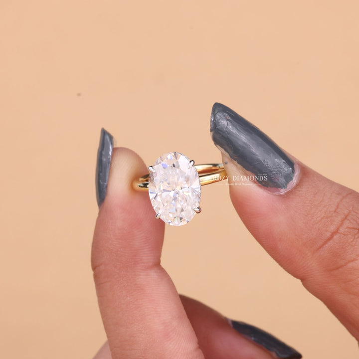 4.0CT-6.0CT Oval Cut F/VS1 Lab Grown Hidden Halo Diamond Engagement Ring