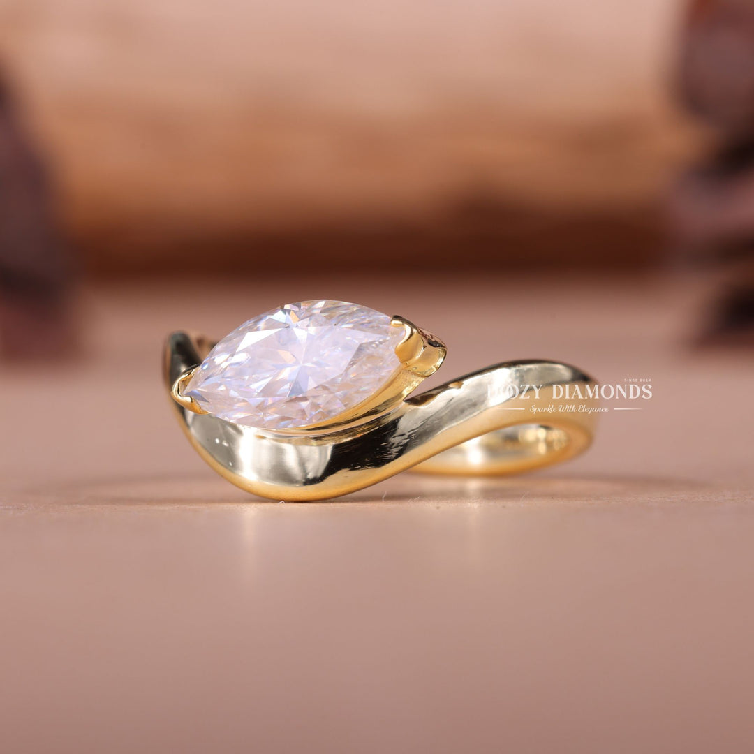 2.0CT-3.0CT East west Marquise E/VS1 Lab Created Diamond Engagement Ring
