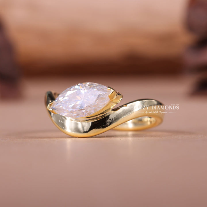 2.0CT-3.0CT East west Marquise E/VS1 Lab Created Diamond Engagement Ring