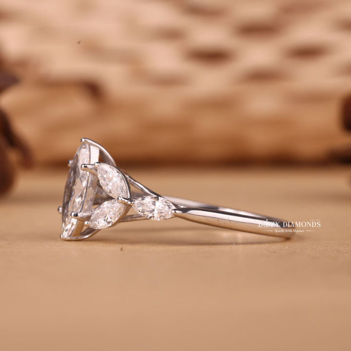 1.0CT-2.0CT Marquise Cut F/VS2 Lab Grown Cluster Diamond Engagement Ring