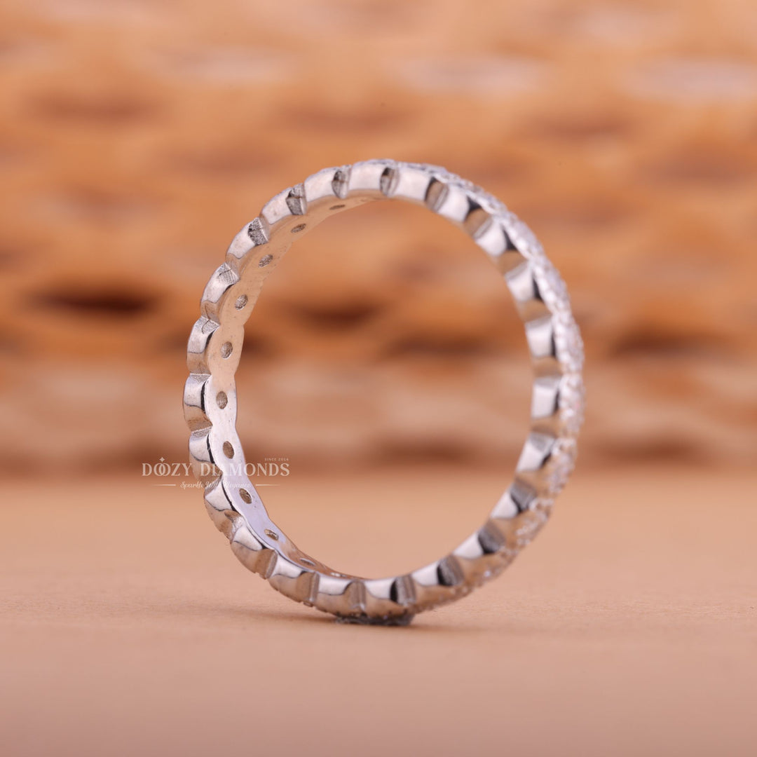 Round Diamond CVD EF/VVS Full Eternity Milgrain Wedding Band
