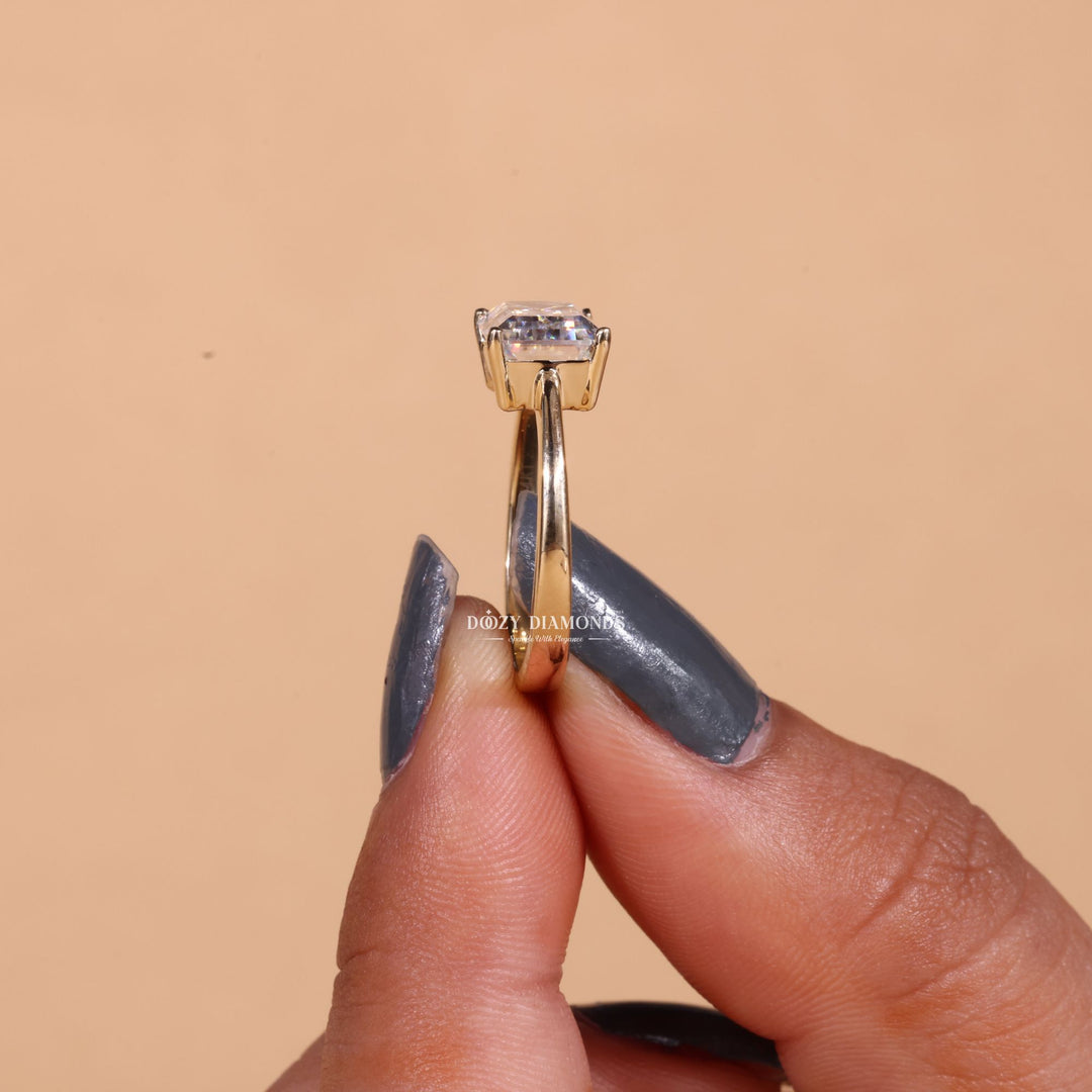 3.0CT-4.0CT East West Emerald Cut F/VS2 Lab Grown Diamond Engagement Ring