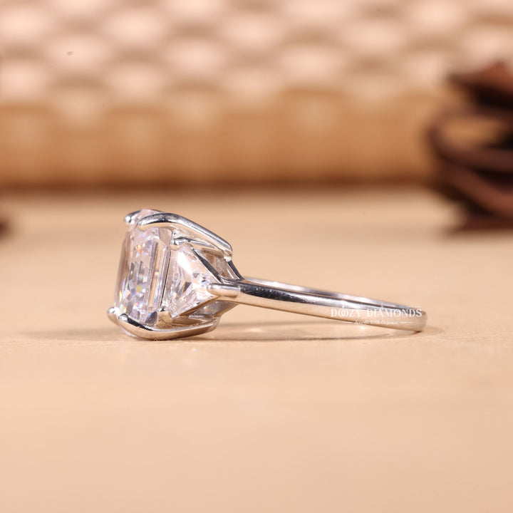 2.0CT-3.0CT Asscher E/VS2 Lab Grown Three Stone Diamond Engagement Ring