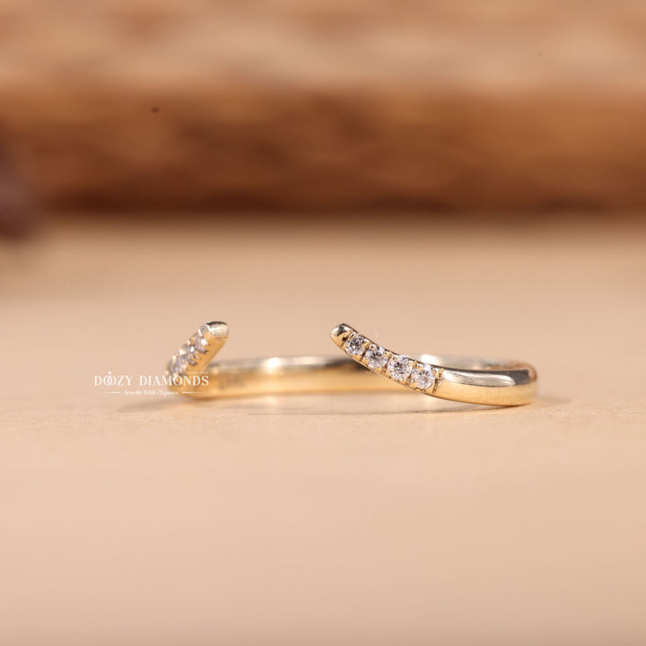 Round Cut Lab Grown Diamond EF/VVS Open Eve Wedding Band