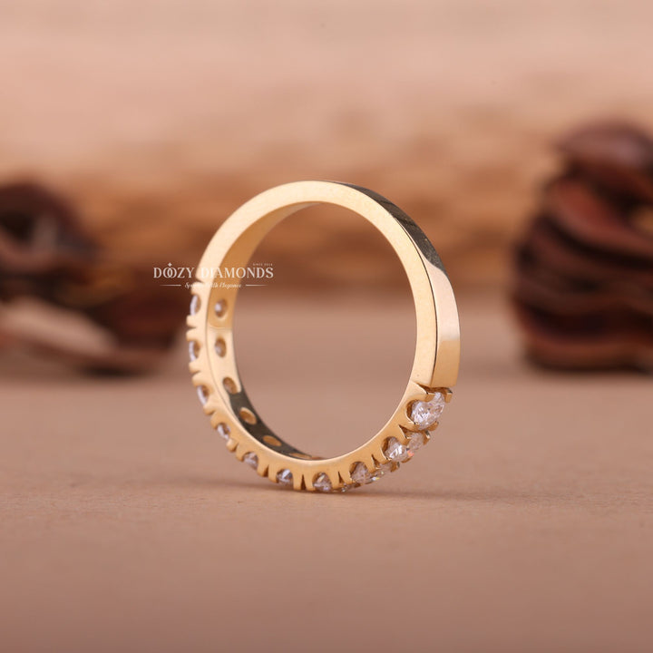 2.50mm Round EF/VVS Diamond Lab Grown Half Eternity Wedding Band