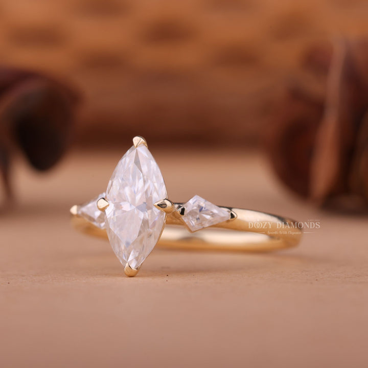 2.0CT-3.0CT Marquise Trilogy F/VS1 Lab Grown Diamond Engagement Ring