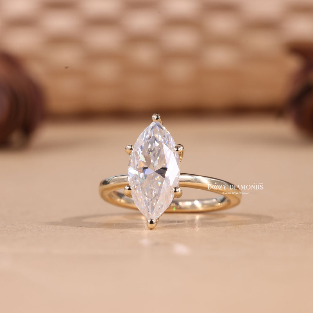 2.0CT-3.0CT Marquise Cut F/VS2 Lab Grown Diamond Hidden Halo Engagement Ring
