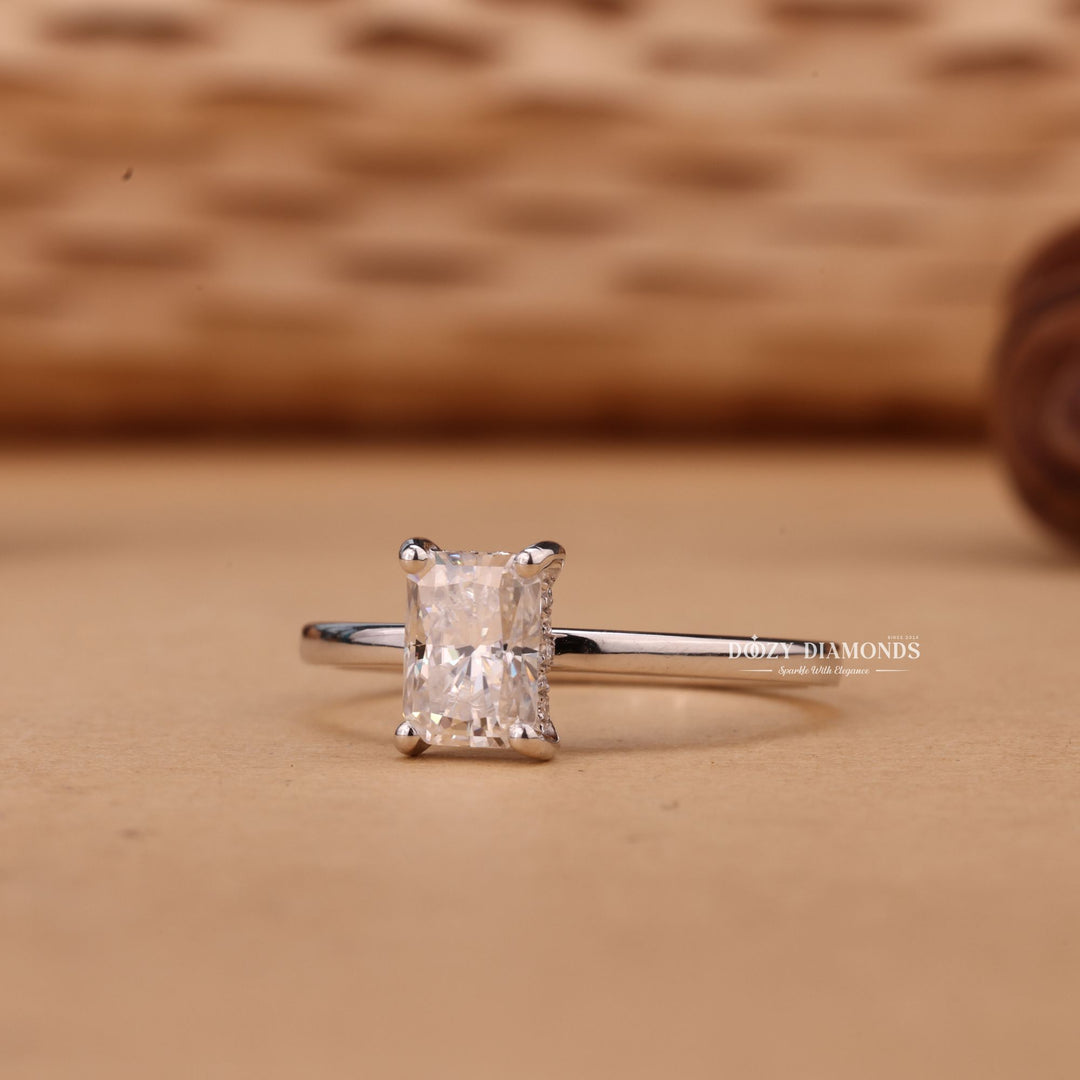 1.0CT-2.0CT Radiant Cut E/VS1 Lab Grown Diamond Hidden Halo Engagement Ring