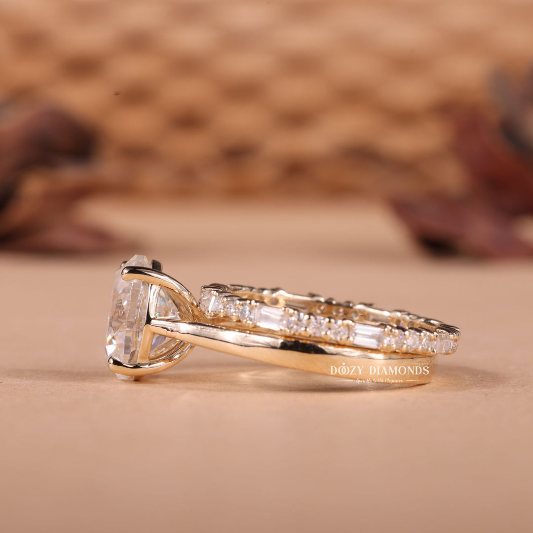 2.50CT Oval Cut EF-VS2 Lab Grown Solitaire Wedding Ring with Full Eternity Band