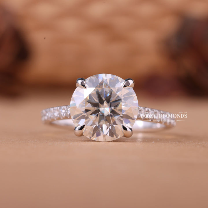 2.0CT-3.0CT Round F/VS1 Lab Grown Diamond Hidden Halo Engagement Ring