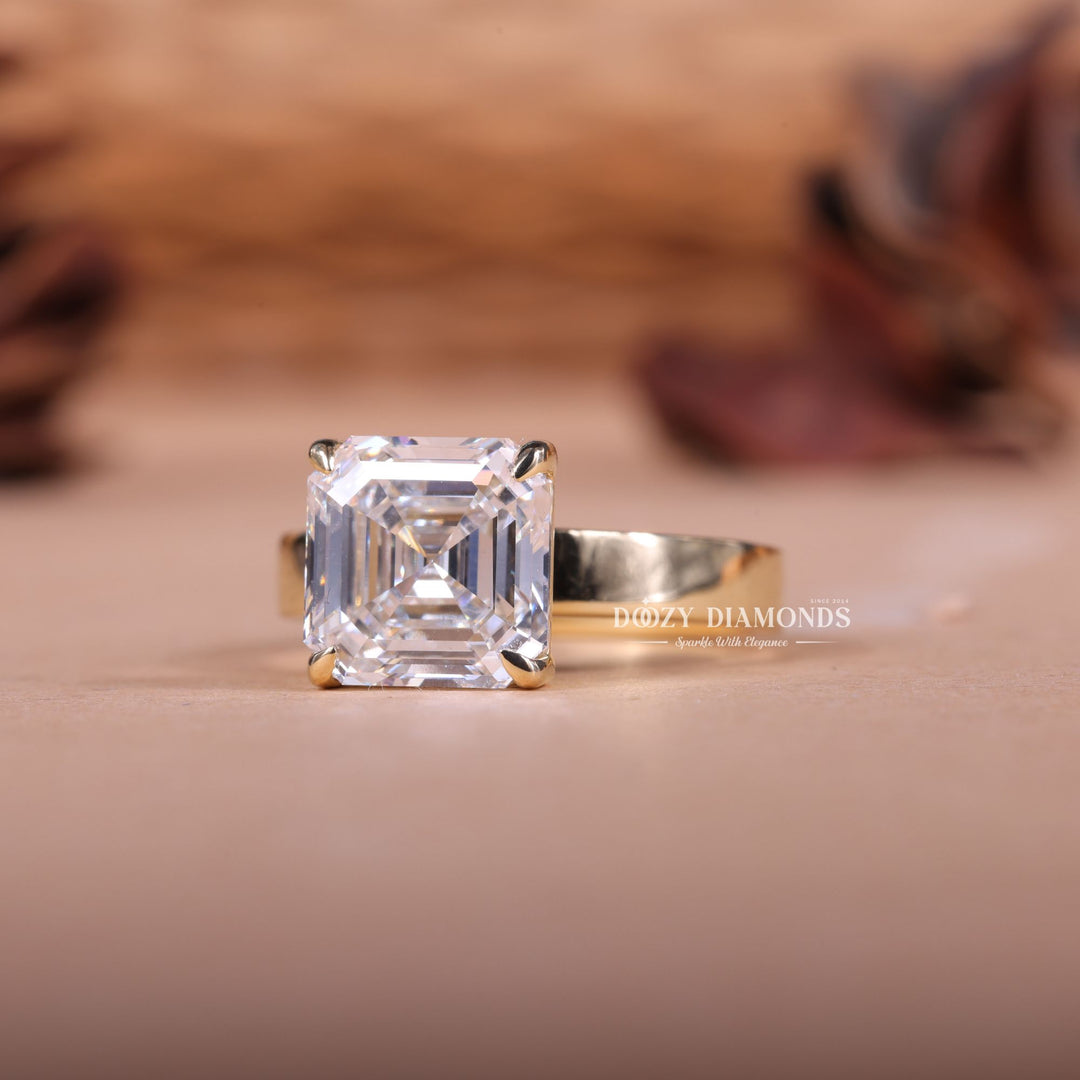 2.0CT-3.0CT Asscher EF/VS1 Lab Created Diamond Thick Band Engagement Ring
