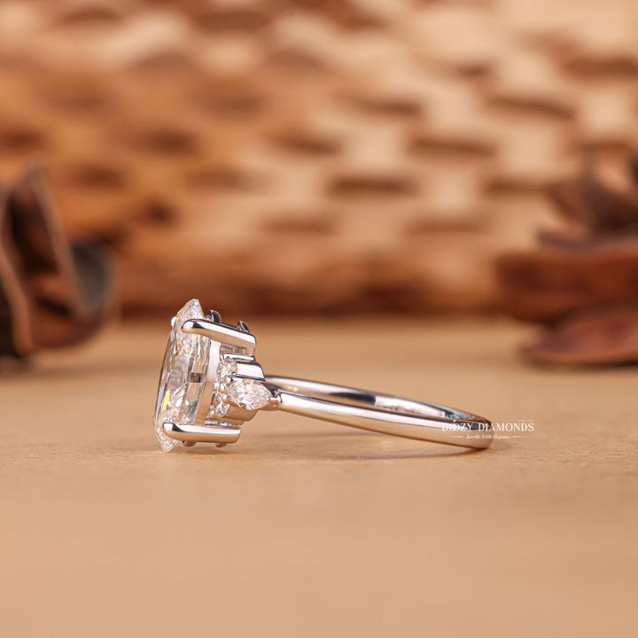2.50CT - 3.50CT Oval Cut F/VS1 Lab Grown Cluster Diamond Engagement Ring - Doozy Diamonds