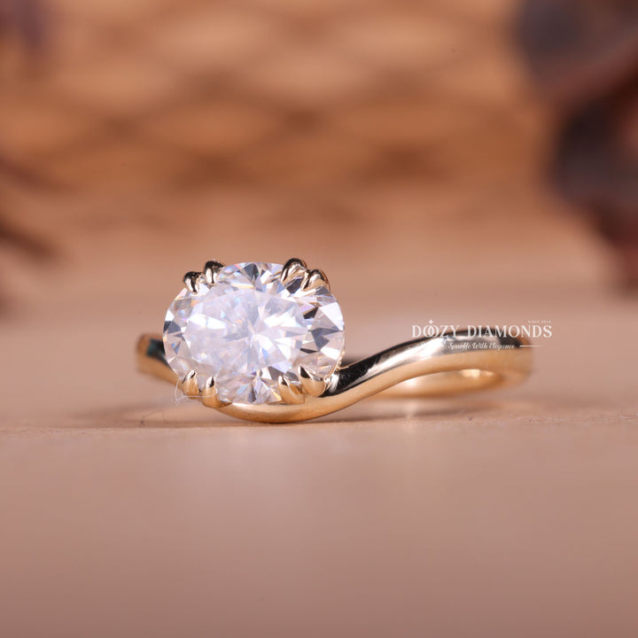 2.50CT-3.50CT East West Oval E/VS1 Lab Created Diamond Wave Engagement Ring