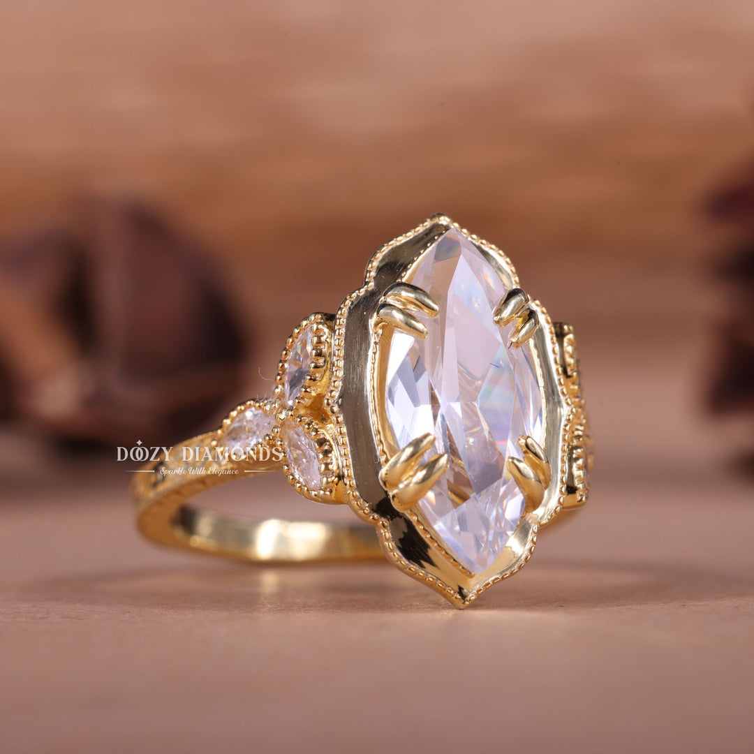 2.50CT-3.50CT Marquise E/VS1 Lab Created Vintage Milgrain Engagement Ring