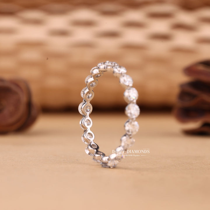 Round Cut Lab Grown Diamond EF/VVS Floating Bubble Full Eternity Wedding Band