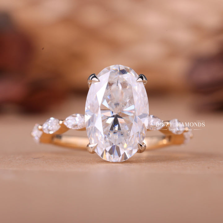 3.0CT-4.0CT Oval E/VS1 Lab Grown Diamond Pave Engagement Ring