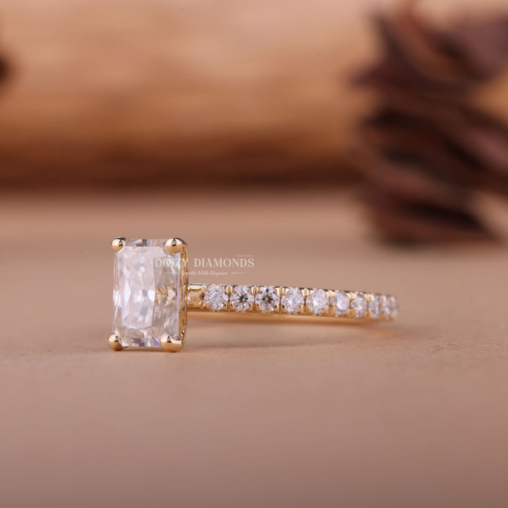 1.50CT-2.50CT Radiant F/VS1 Lab Created Diamond Pave Engagement Ring