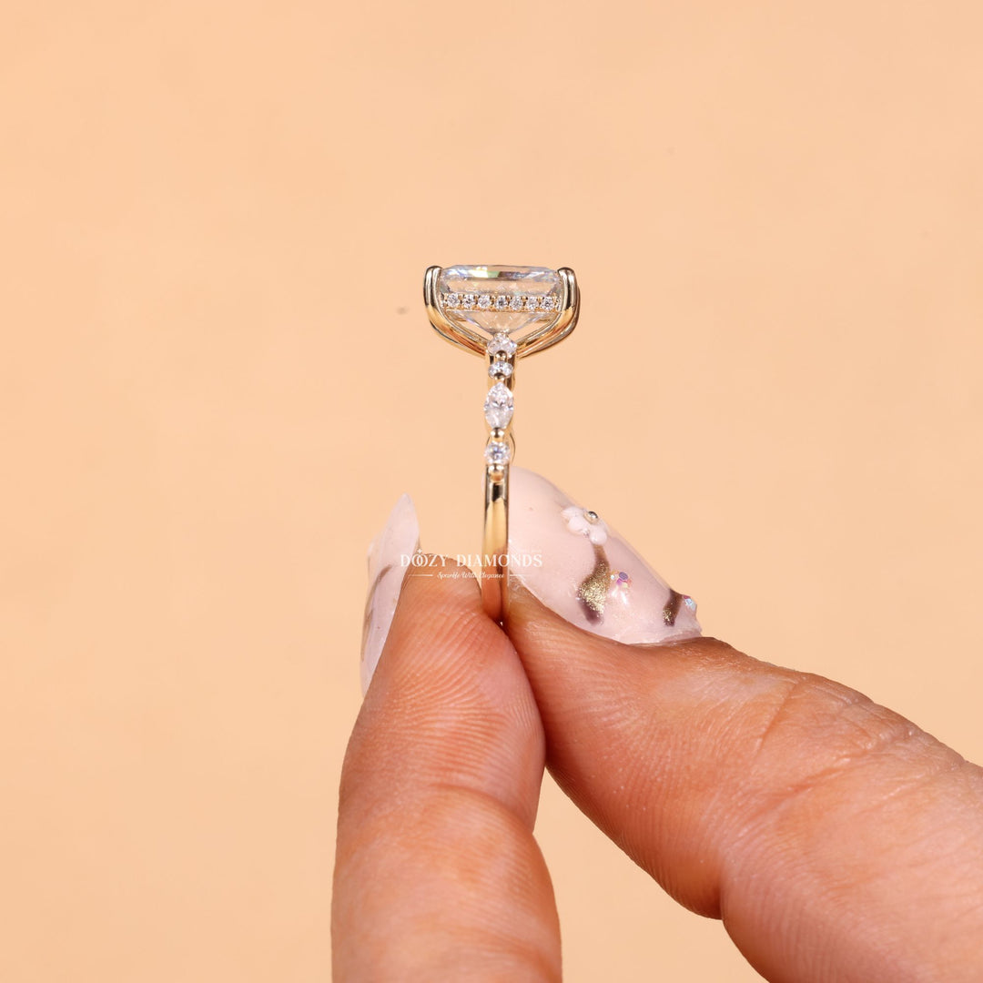 2.50CT-3.50CT Radiant Cut F/VS2 Lab Grown Diamond Hidden Halo Engagement Ring
