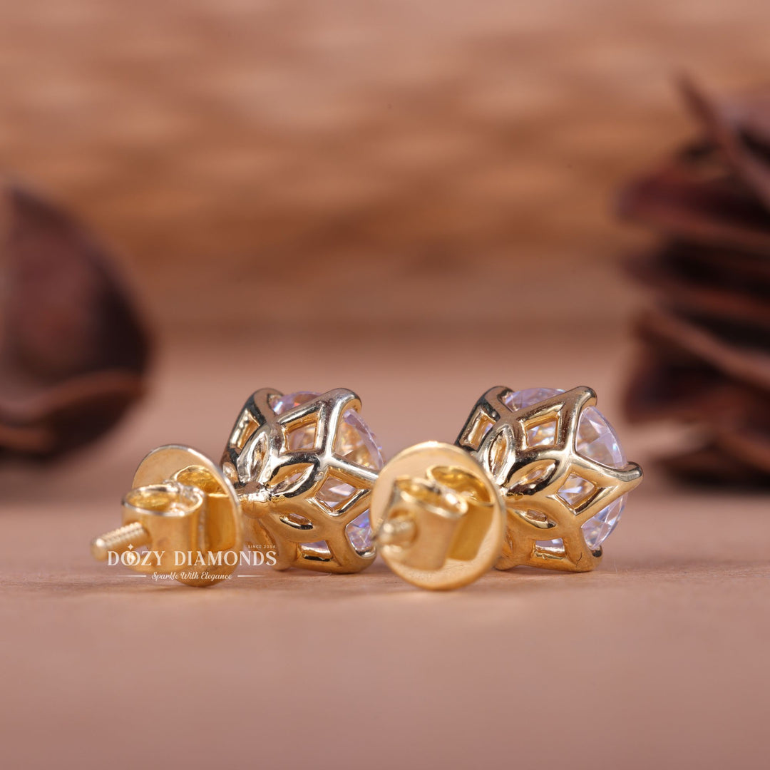 Round EF-VS2 Lab-Grown Diamond Tulip Set Stud Earrings