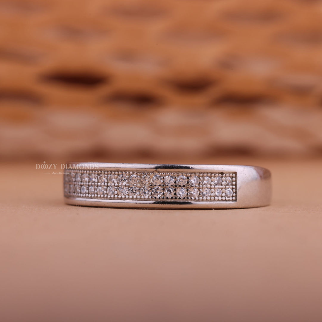 Round Diamond CVD EF/VVS Double Pave Wedding Band
