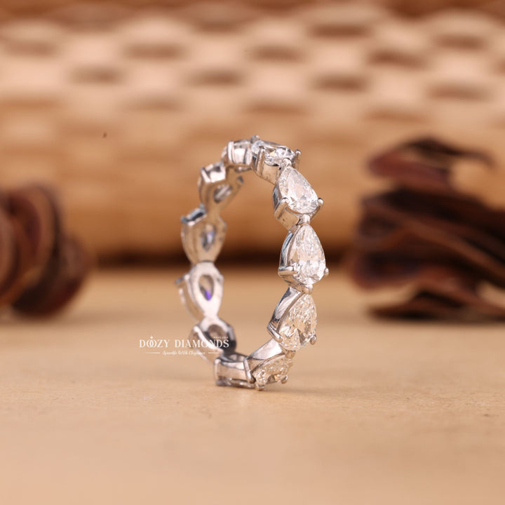 Pear Cut Lab Grown Diamond EF/VVS Full Eternity Wedding Band