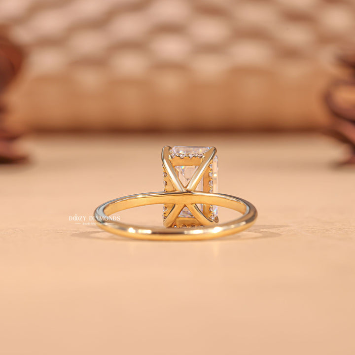 3.0CT-4.0CT Emerald Cut FE/VS2 Lab Grown Hidden Halo Engagement Ring