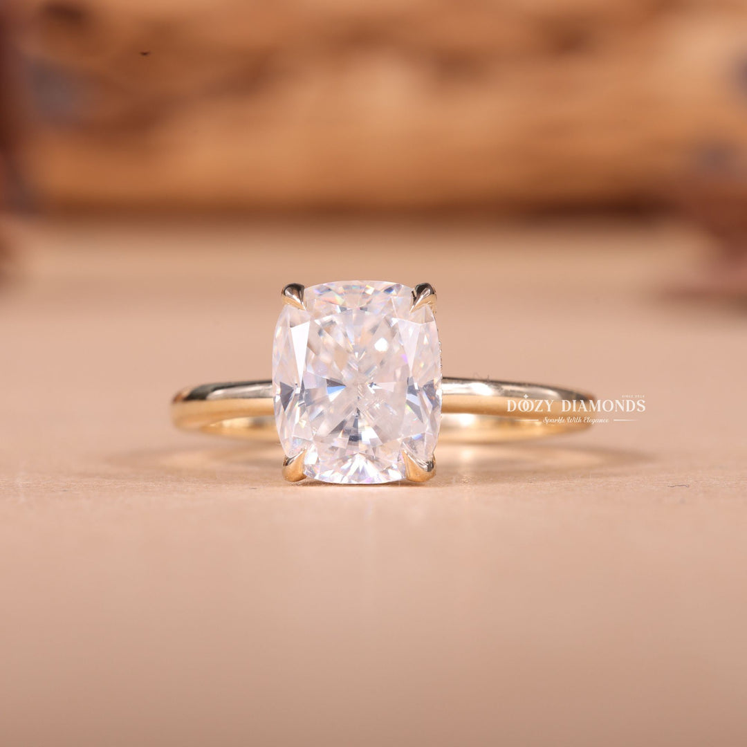 1.50CT-2.50CT Cushion F/VS2 Lab Grown Diamond Hidden Halo Engagement Ring