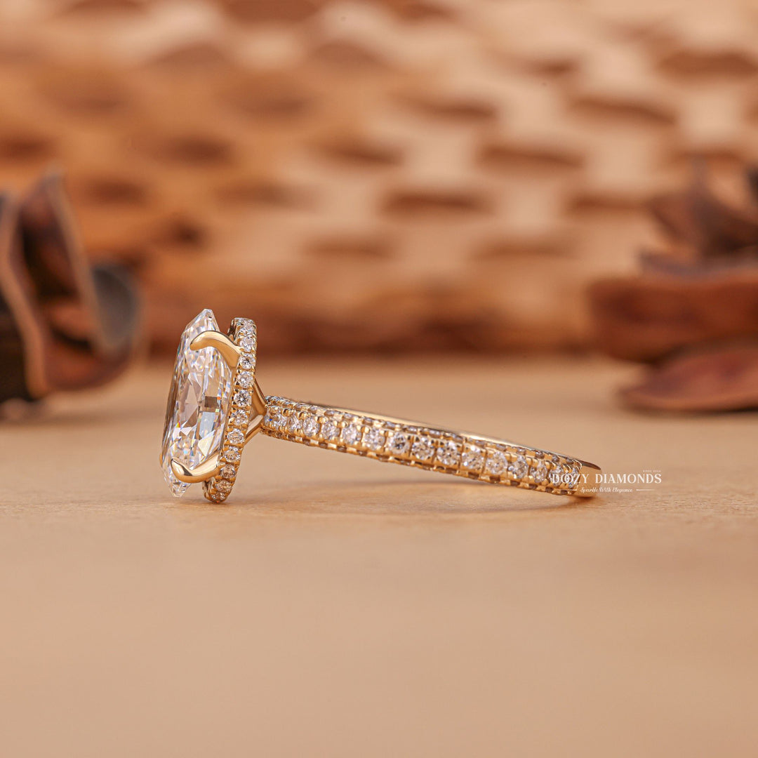 2.50CT - 3.50CT Oval Cut F/VS1 Lab Grown Hidden Halo Diamond Engagement Ring - Doozy Diamonds