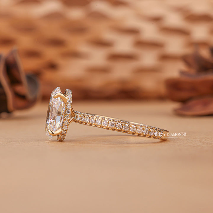 2.50CT - 3.50CT Oval Cut F/VS1 Lab Grown Hidden Halo Diamond Engagement Ring - Doozy Diamonds