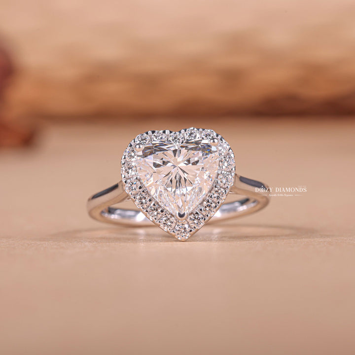 1.50CT - 2.50CT Heart E/VS2 Lab Grown Diamond Halo Engagement Ring - Doozy Diamonds