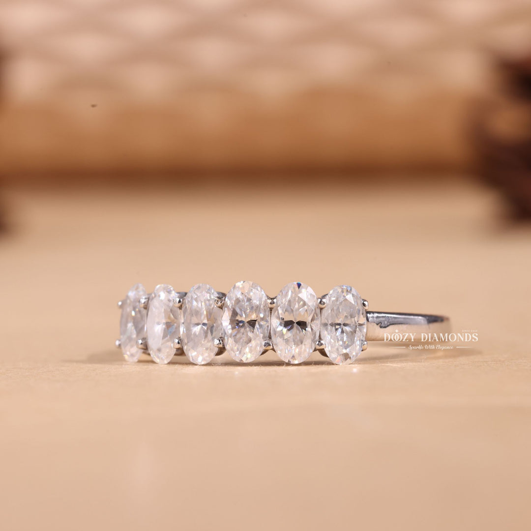 Oval Cut Lab Grown Diamond EF/VVS Six Stone Wedding Band